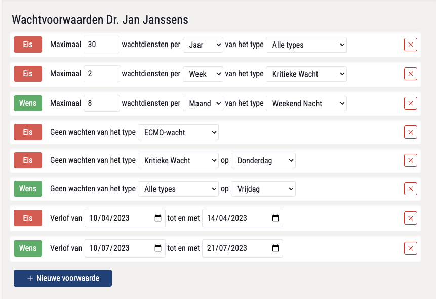 Complexe voorwaarden en wensen